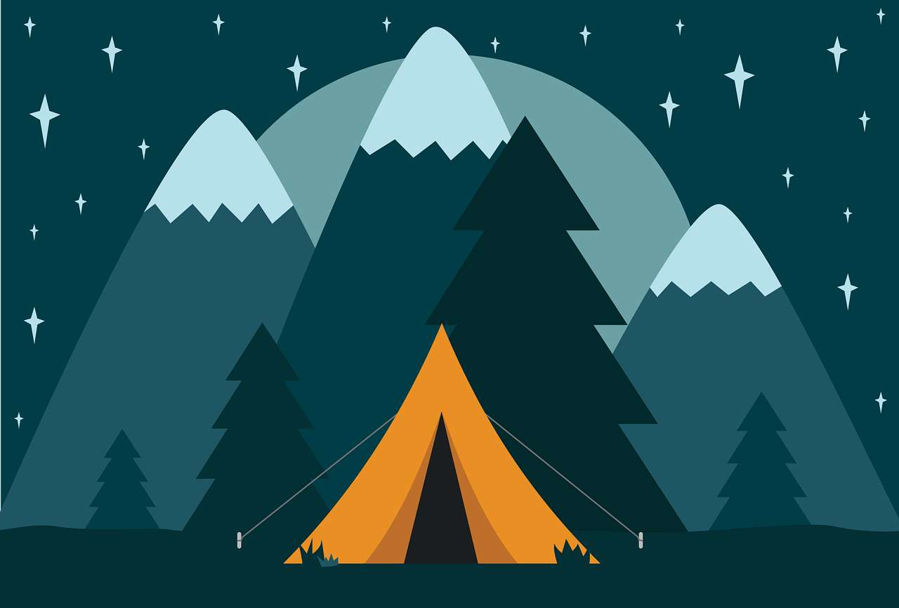 森の中でキャンプ 写真からオンラインパズル