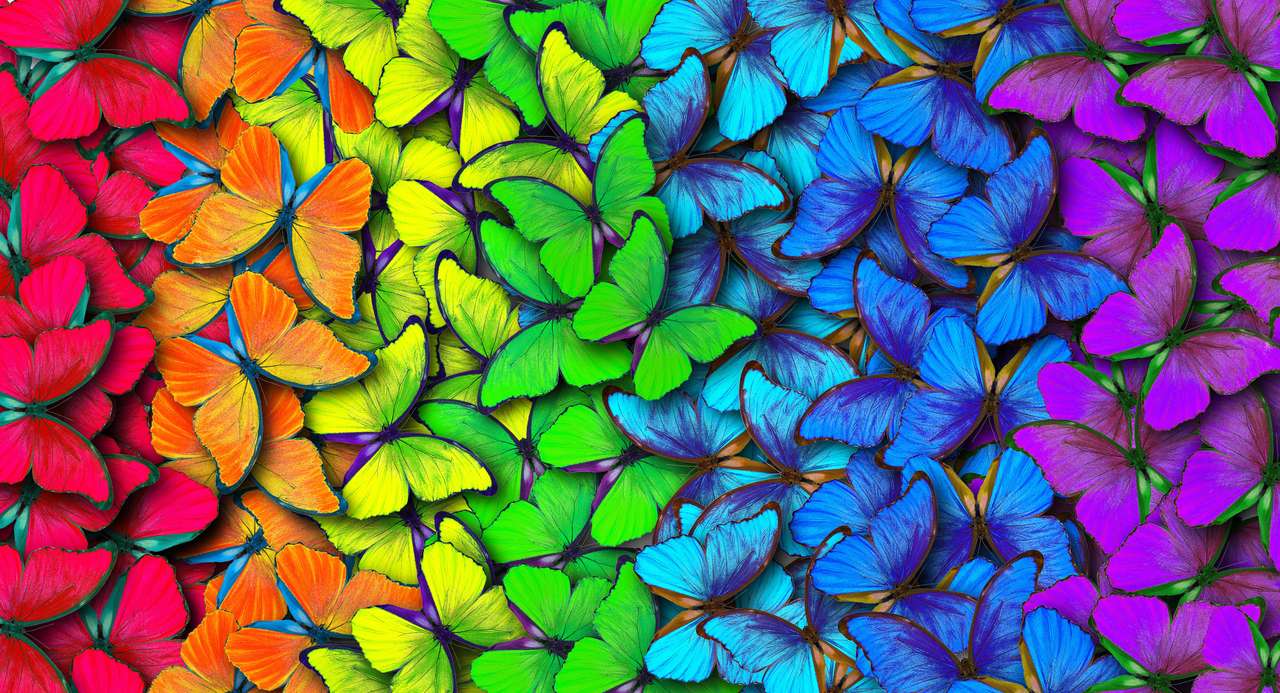 Rainbow Butterfly Art παζλ online από φωτογραφία