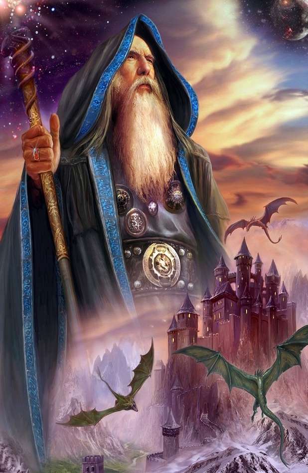 волшебник замок дракон онлайн-пазл