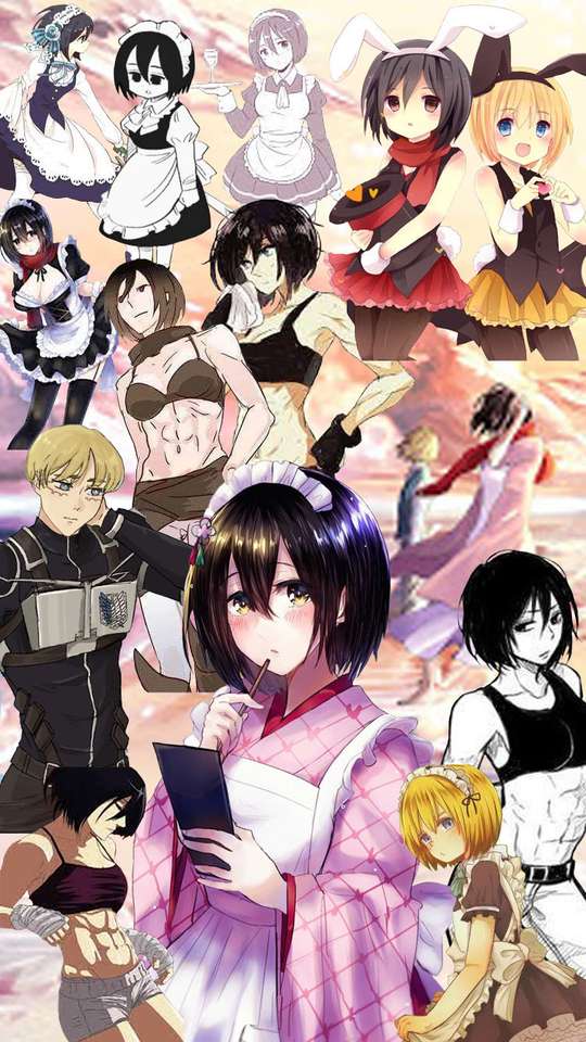 Mikasa en Armin puzzel online van foto