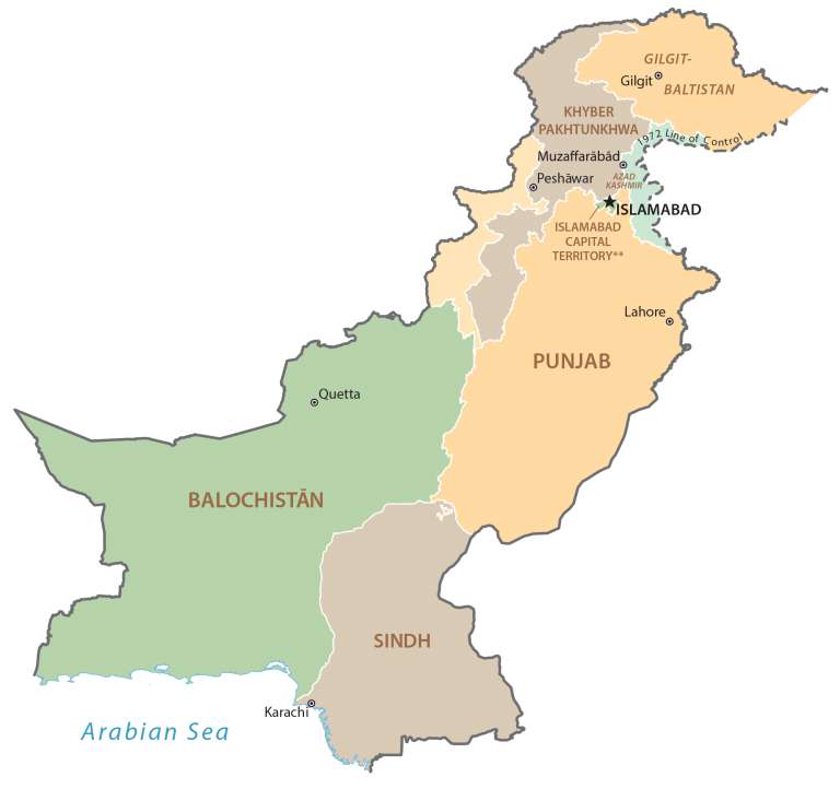 Karte von Pakistan Online-Puzzle