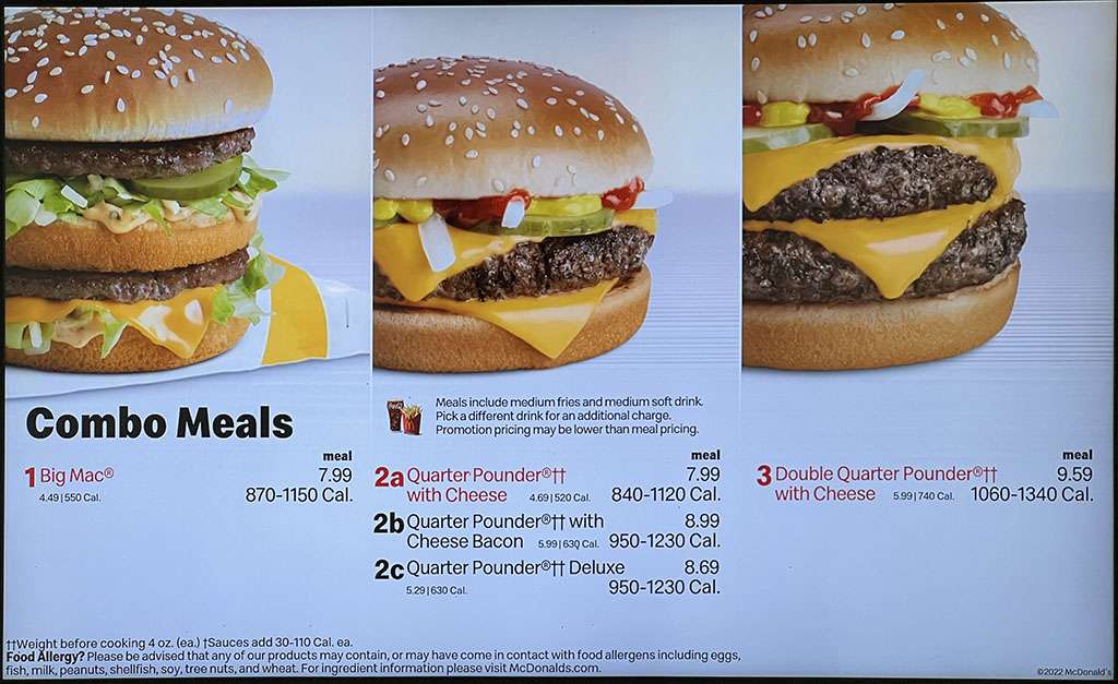 Menù degli hamburger di McDonald's puzzle online