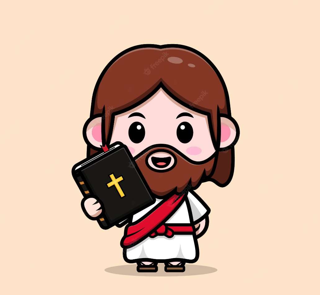 Jézus kezében egy Biblia puzzle online fotóról