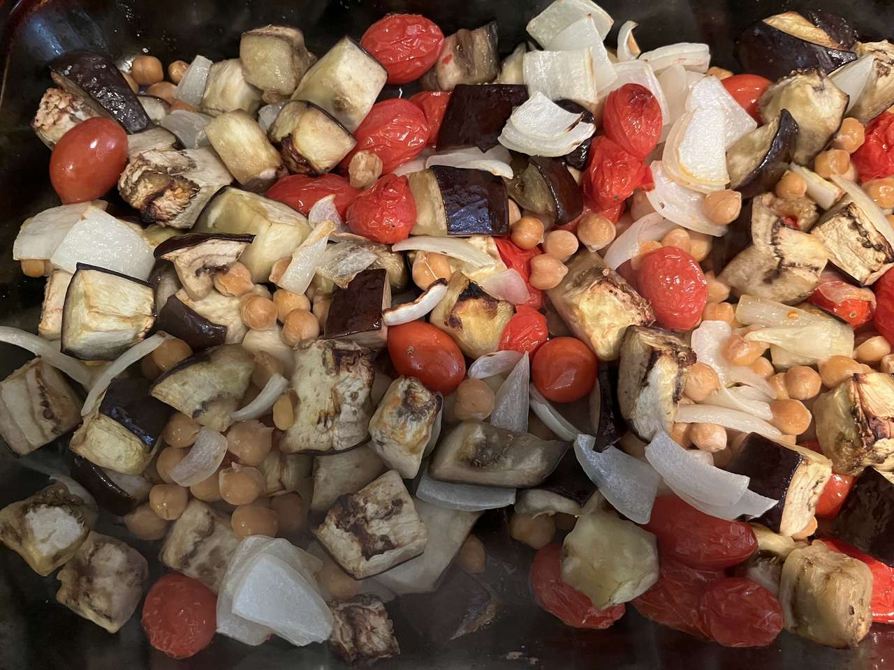 Смажені овочі та гарбанцо скласти пазл онлайн з фото