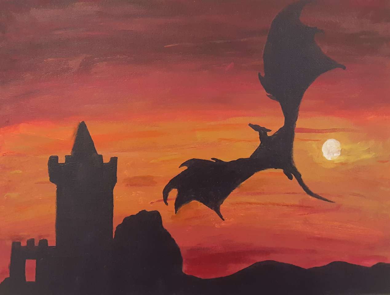 Sonnenuntergang-Drache Online-Puzzle vom Foto