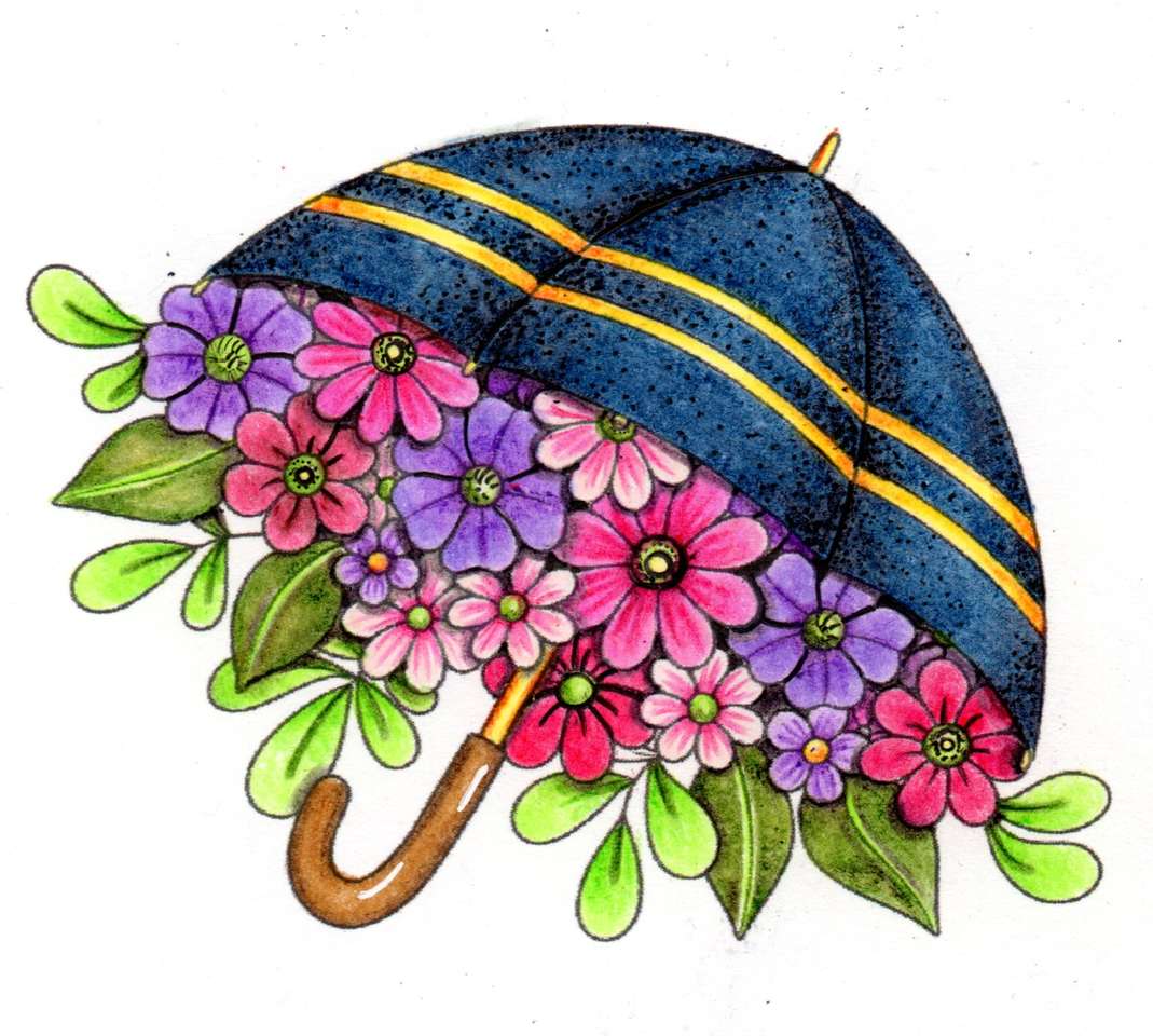 Зонтик цветов пазл онлайн из фото