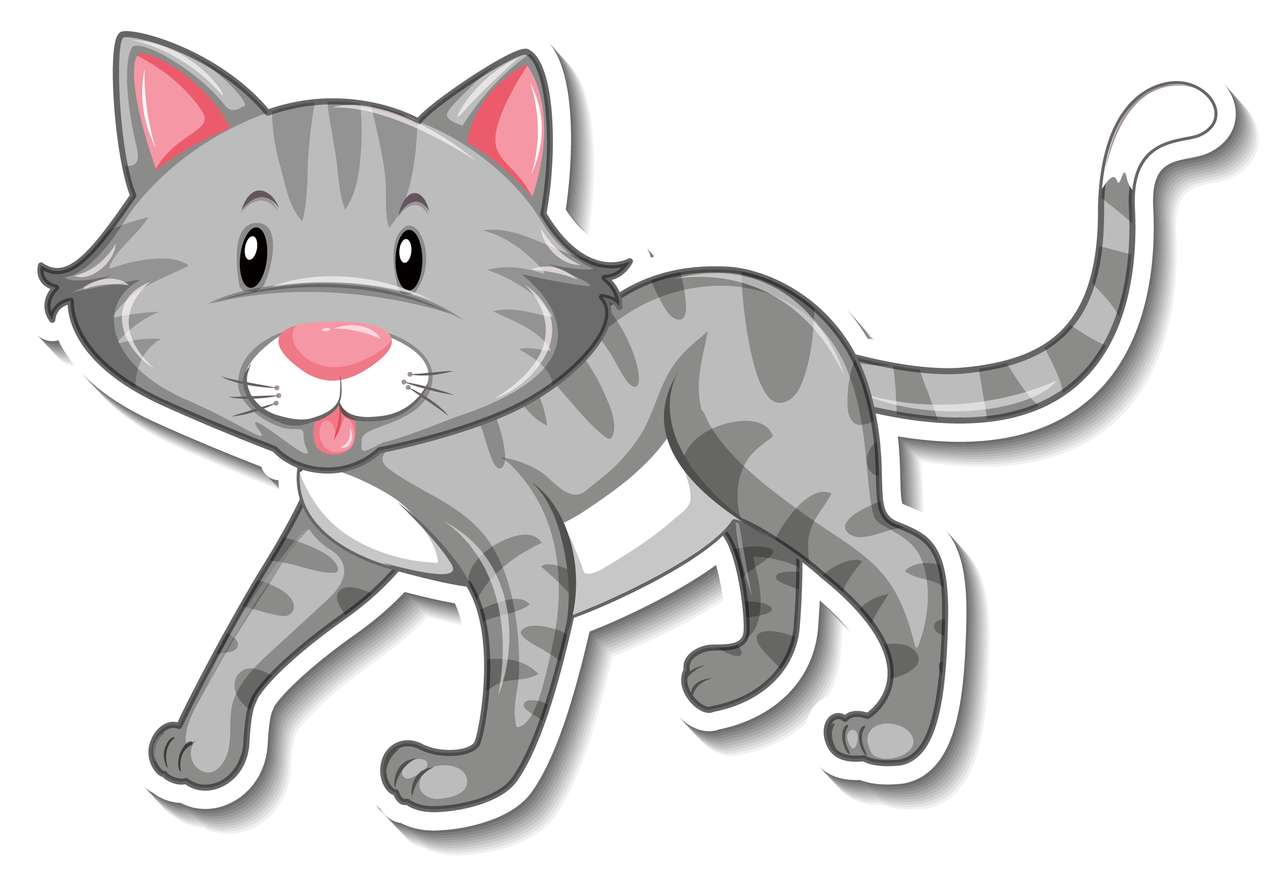Cat_grey_cheerful online puzzle
