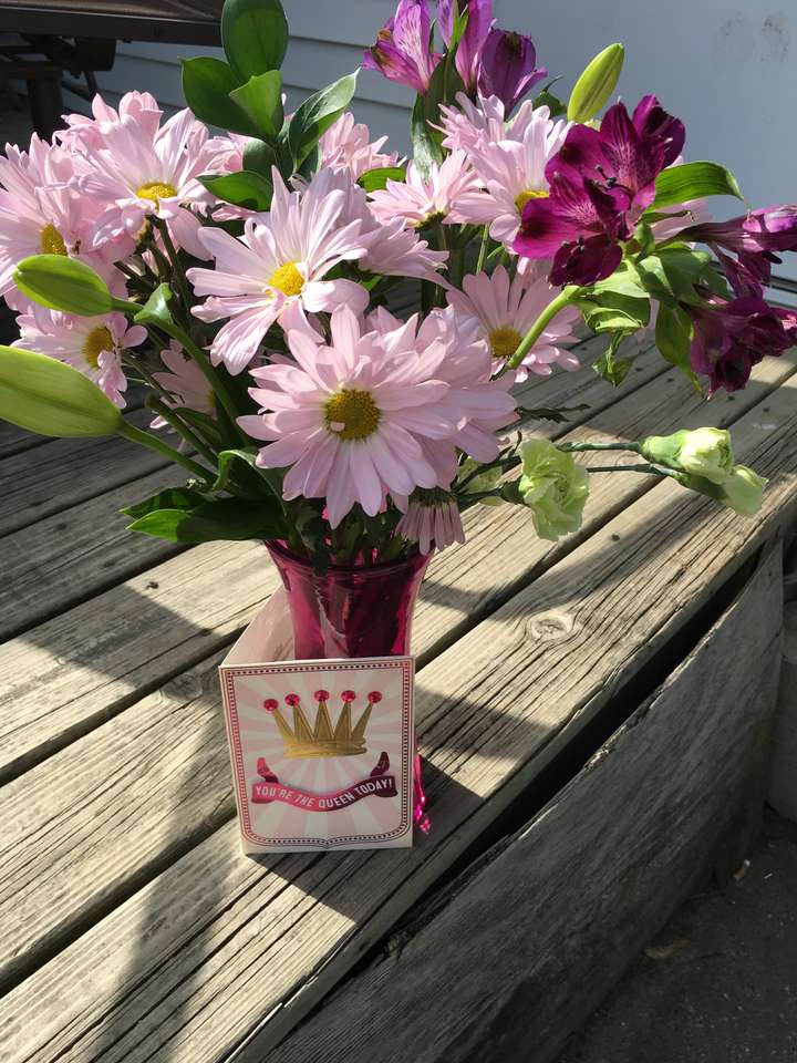 Födelsedag blommor pussel online från foto