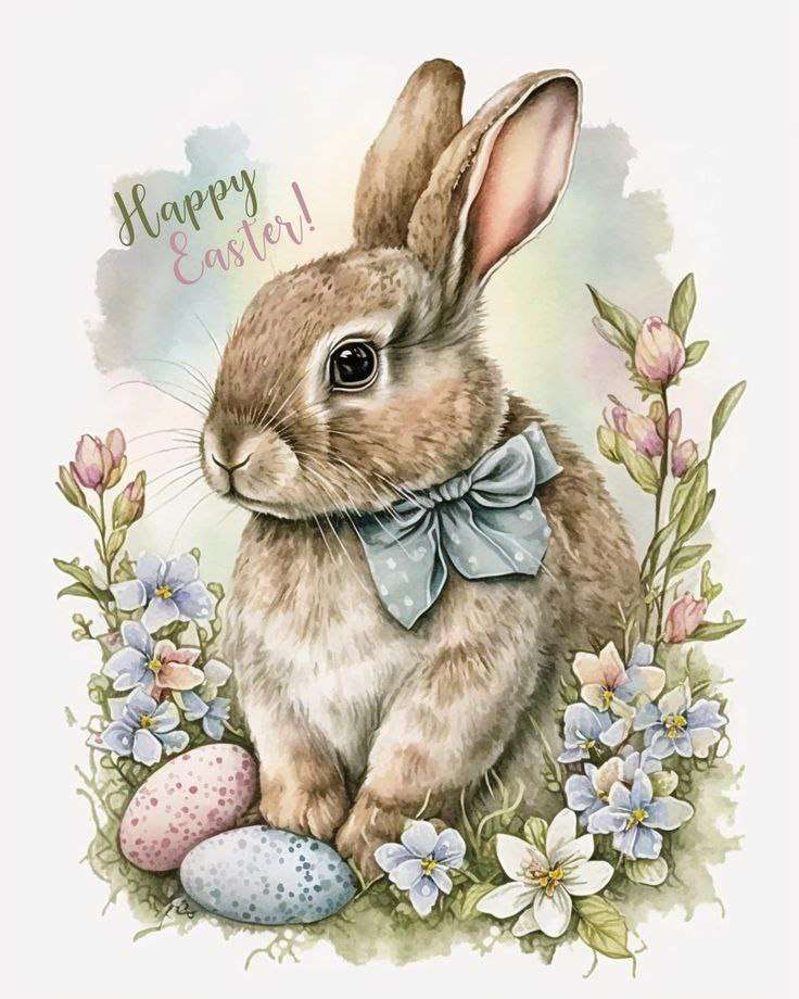Easter bunny puzzle online from photo