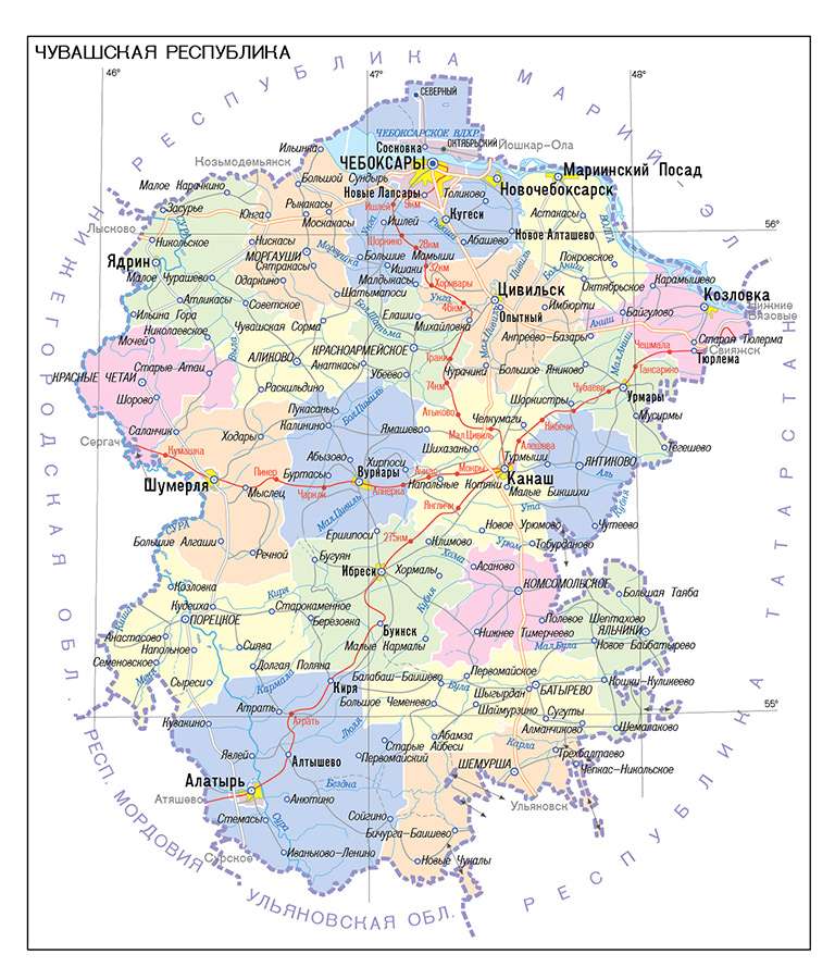 Karte von Tschuwaschien Online-Puzzle