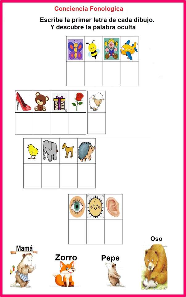 conștientizarea fonologică puzzle online