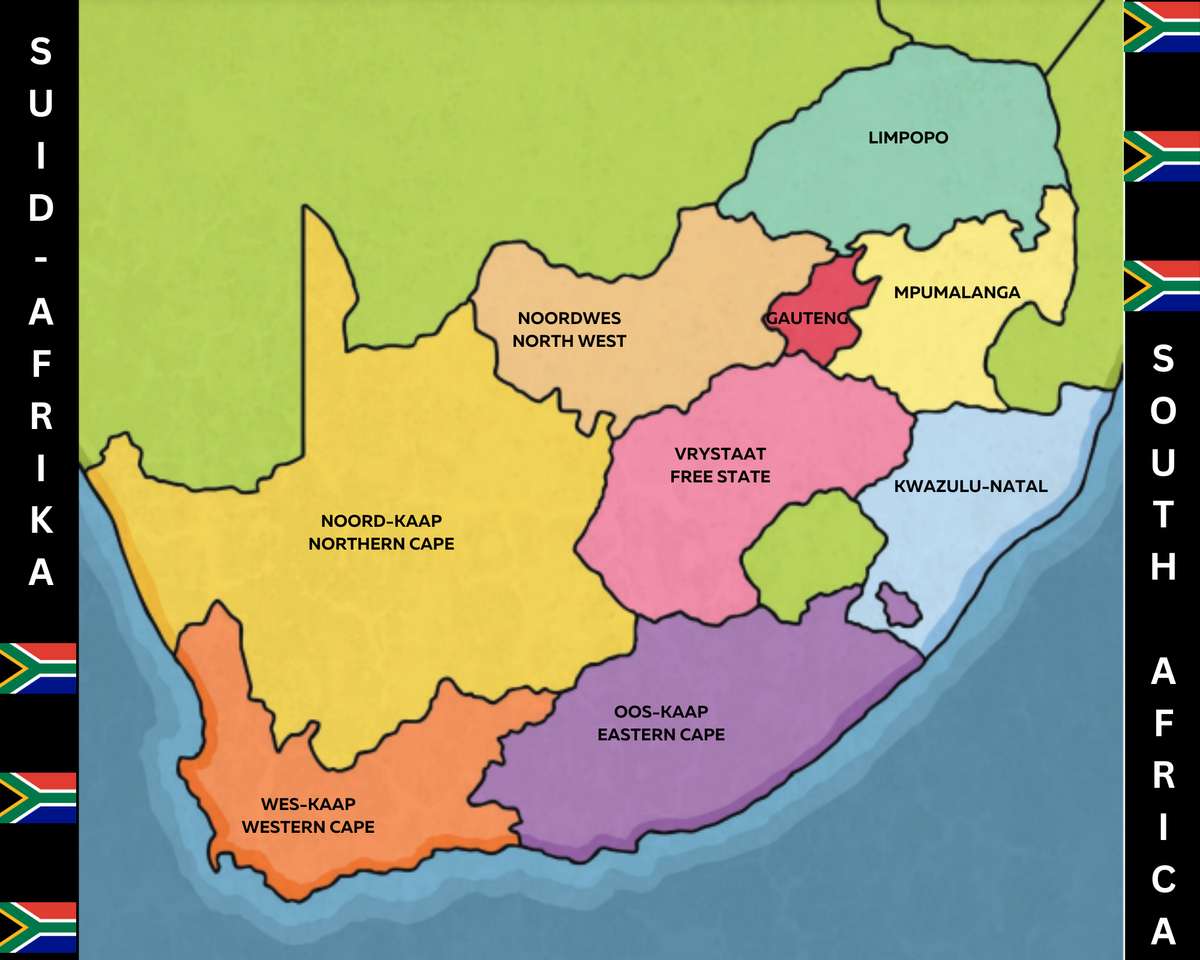 Карта провинций Южной Африки пазл онлайн из фото