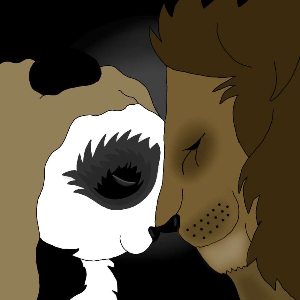 Lejon och Panda pussel online från foto