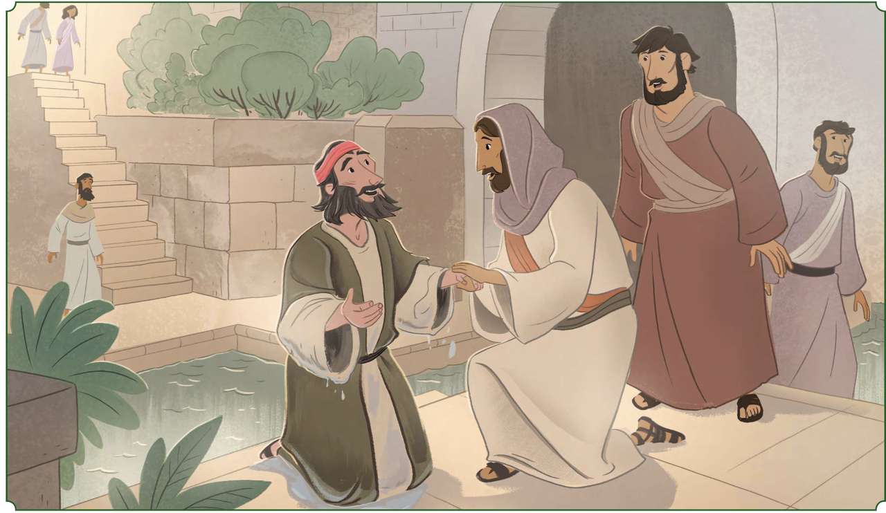 Исус излекува сляп по рождение човек онлайн пъзел
