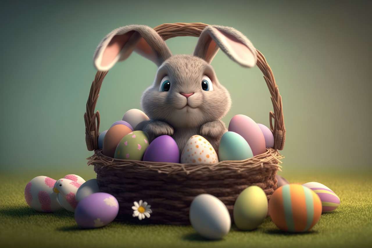 Easter bunny puzzle online from photo