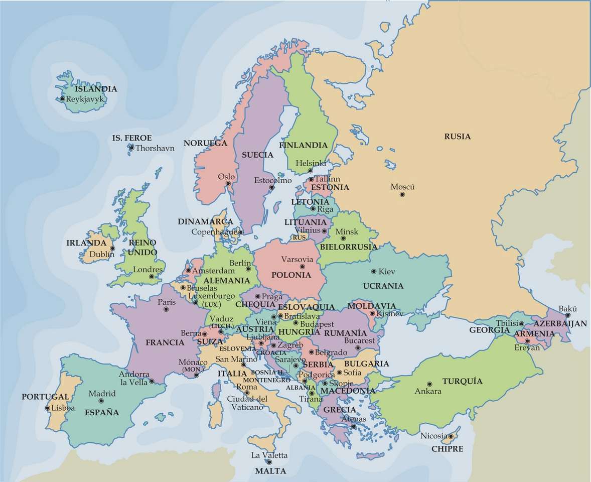 Politická mapa Evropy 2020 puzzle online z fotografie