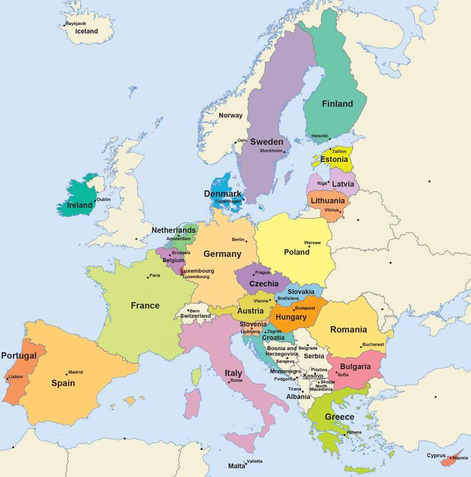 European countries puzzle online from photo