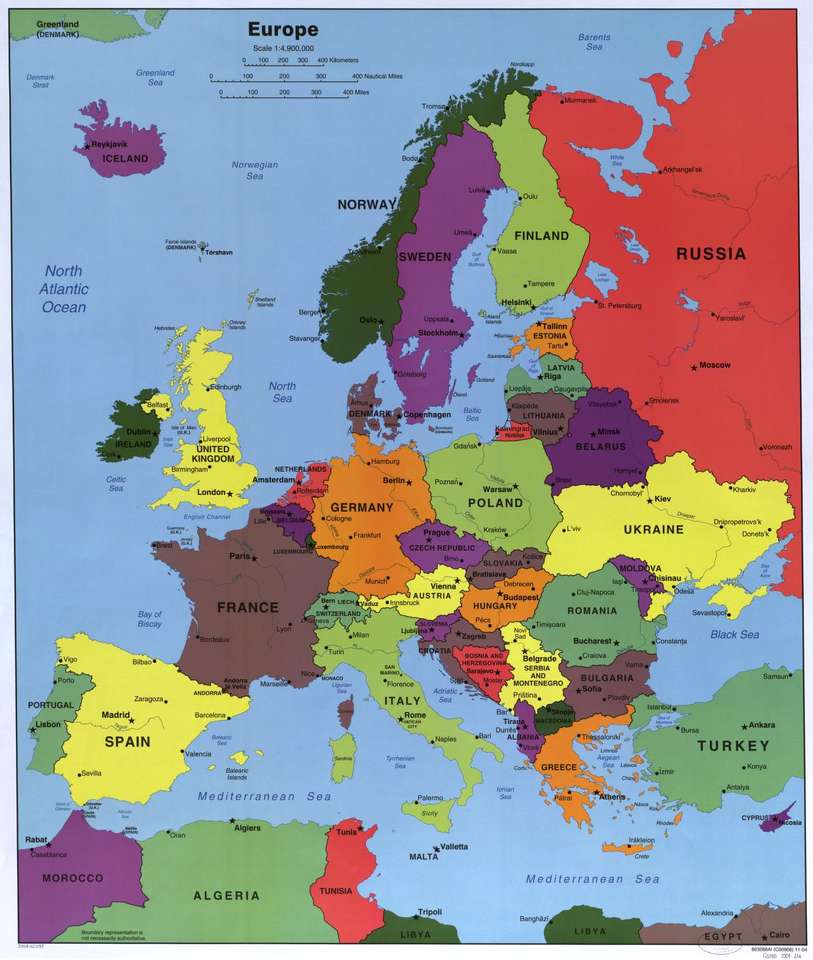 Європейський континент онлайн пазл