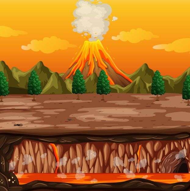 Виверження вулкану онлайн пазл