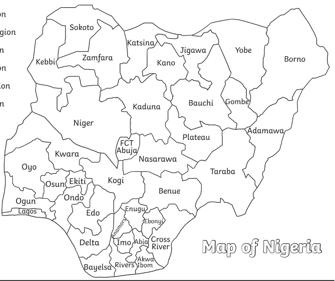 Карта Нігерії онлайн пазл