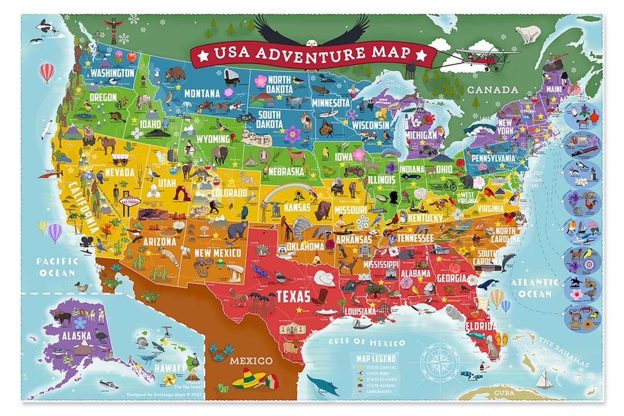 mapa de estados unidos puzzle online a partir de foto