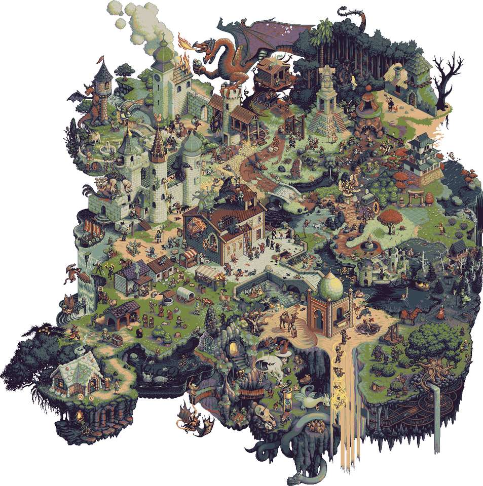 Château et dragons puzzle en ligne à partir d'une photo