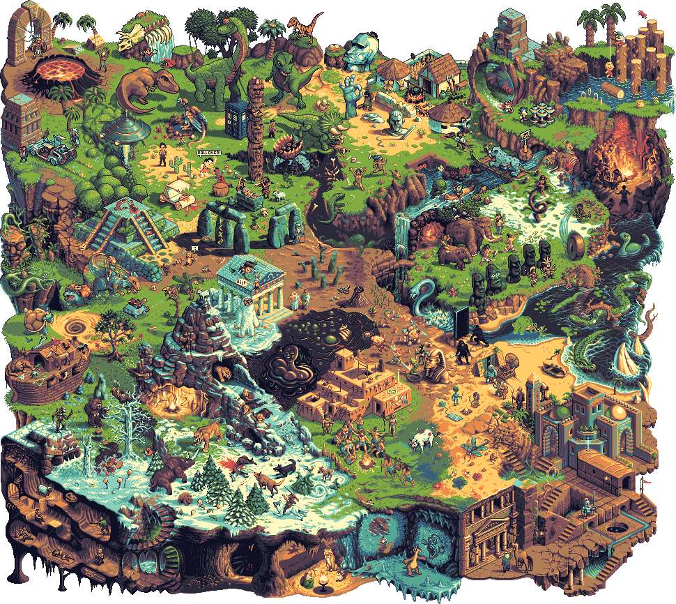 Cave and dinos puzzle online from photo