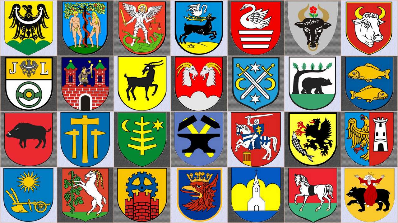 Cities' coats of arms online puzzle