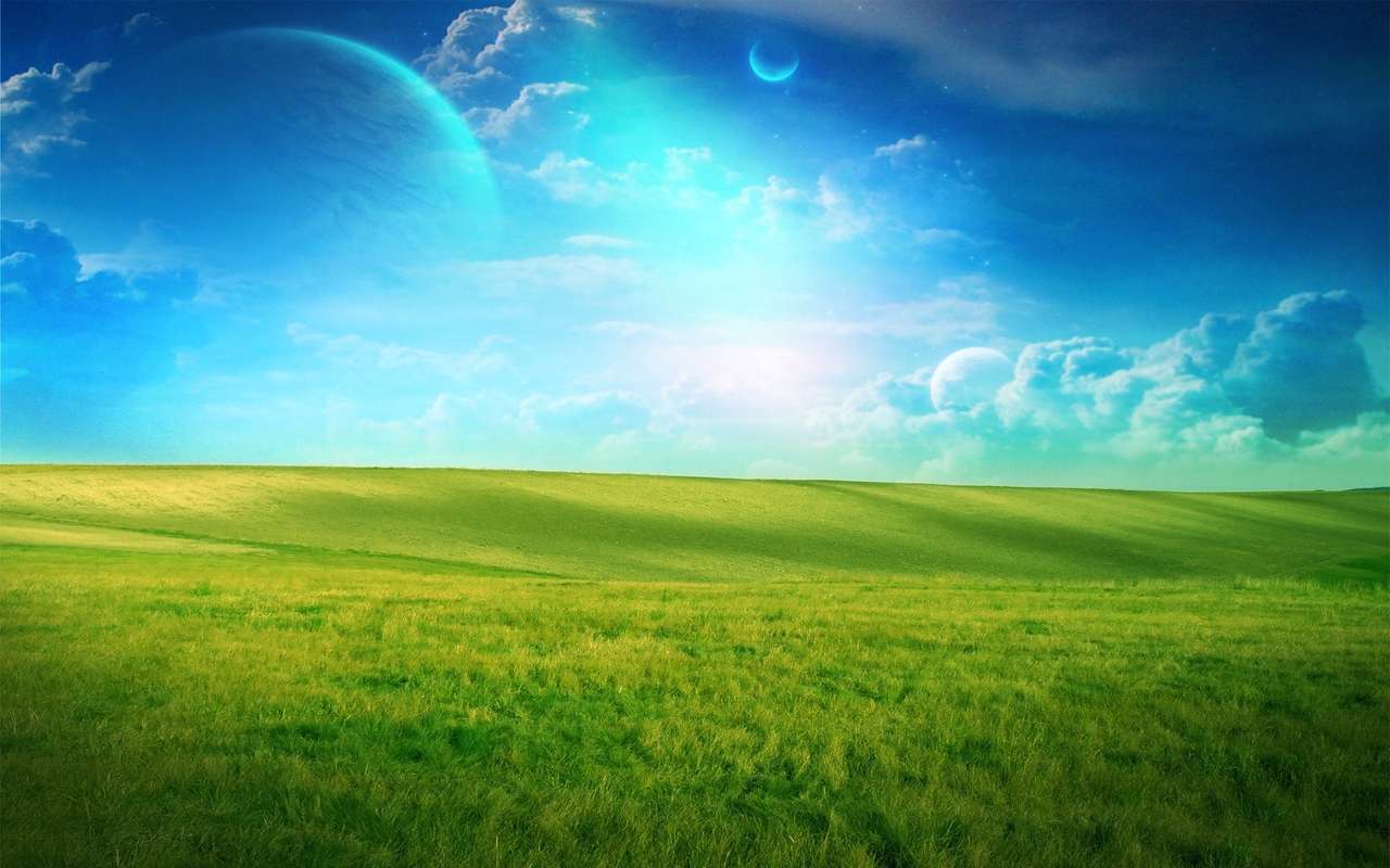 ciel et herbe puzzle en ligne à partir d'une photo