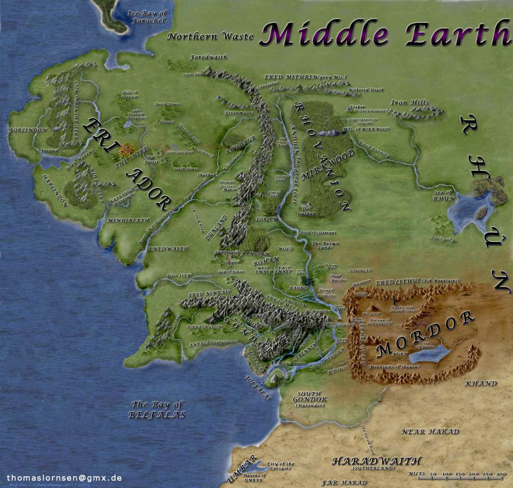 map_of_middle_earth онлайн-пазл
