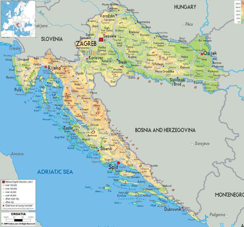 Hrvatska karta pussel online från foto