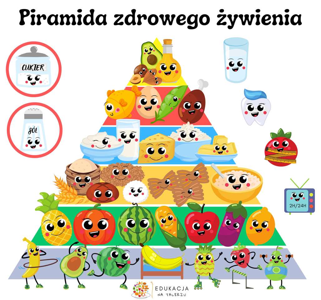 Pirâmide de alimentação saudável e estilo de vida infantil puzzle online