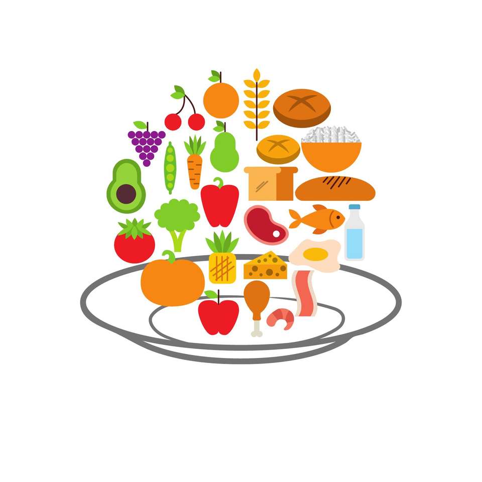 Ein Teller mit gesunder Ernährung Online-Puzzle