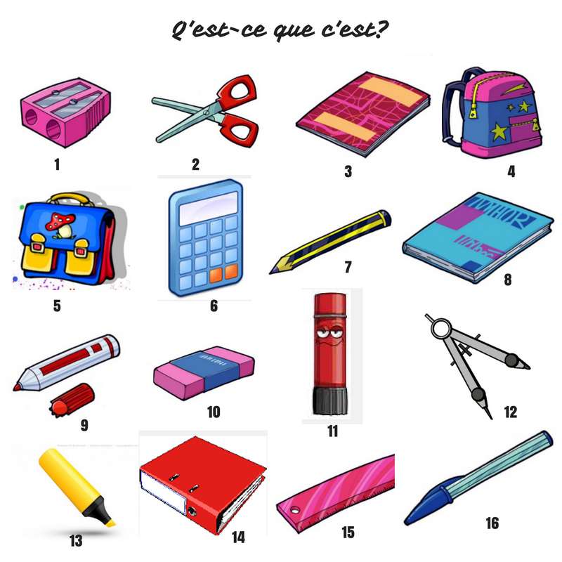 School supplies puzzle online from photo