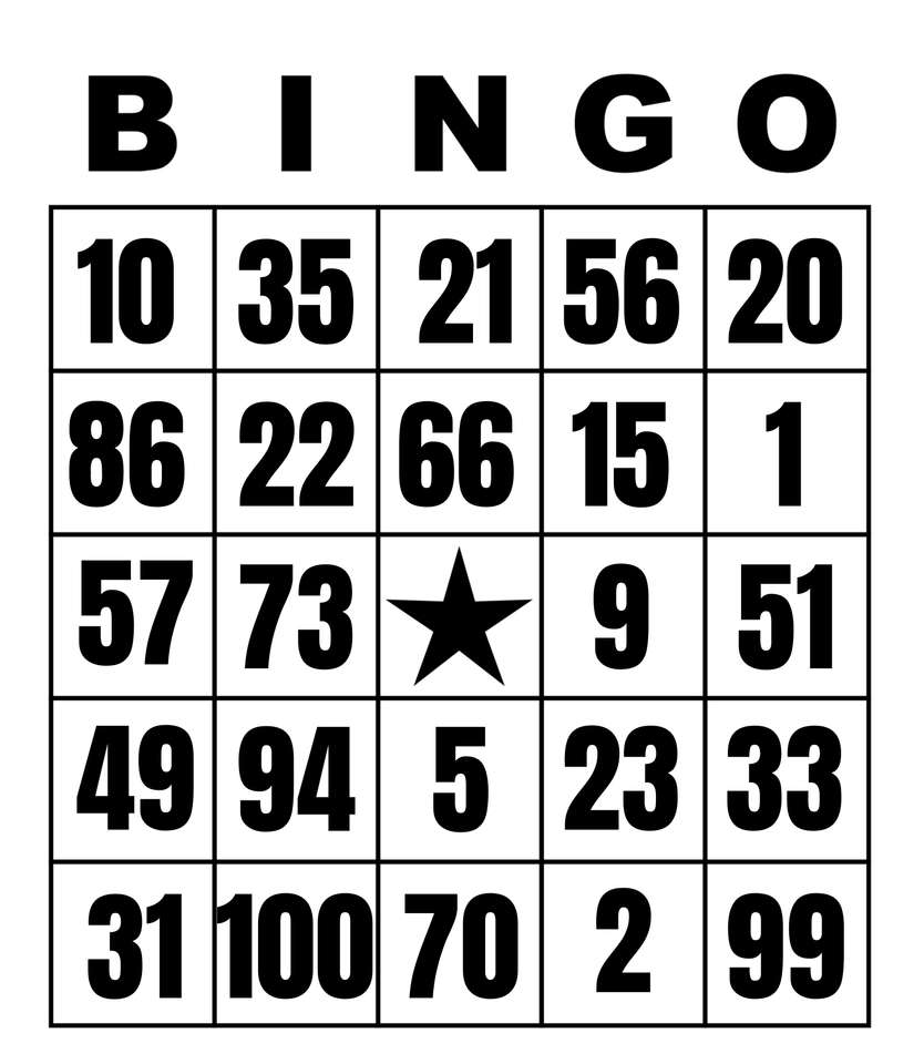 bingo card puzzle online puzzle