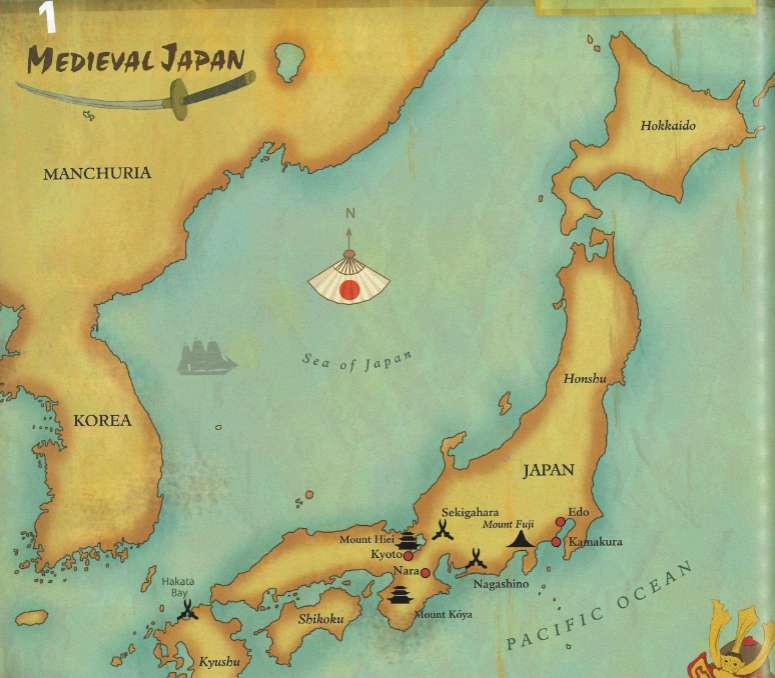 Japonia - Harta Japoniei medievale puzzle online din fotografie