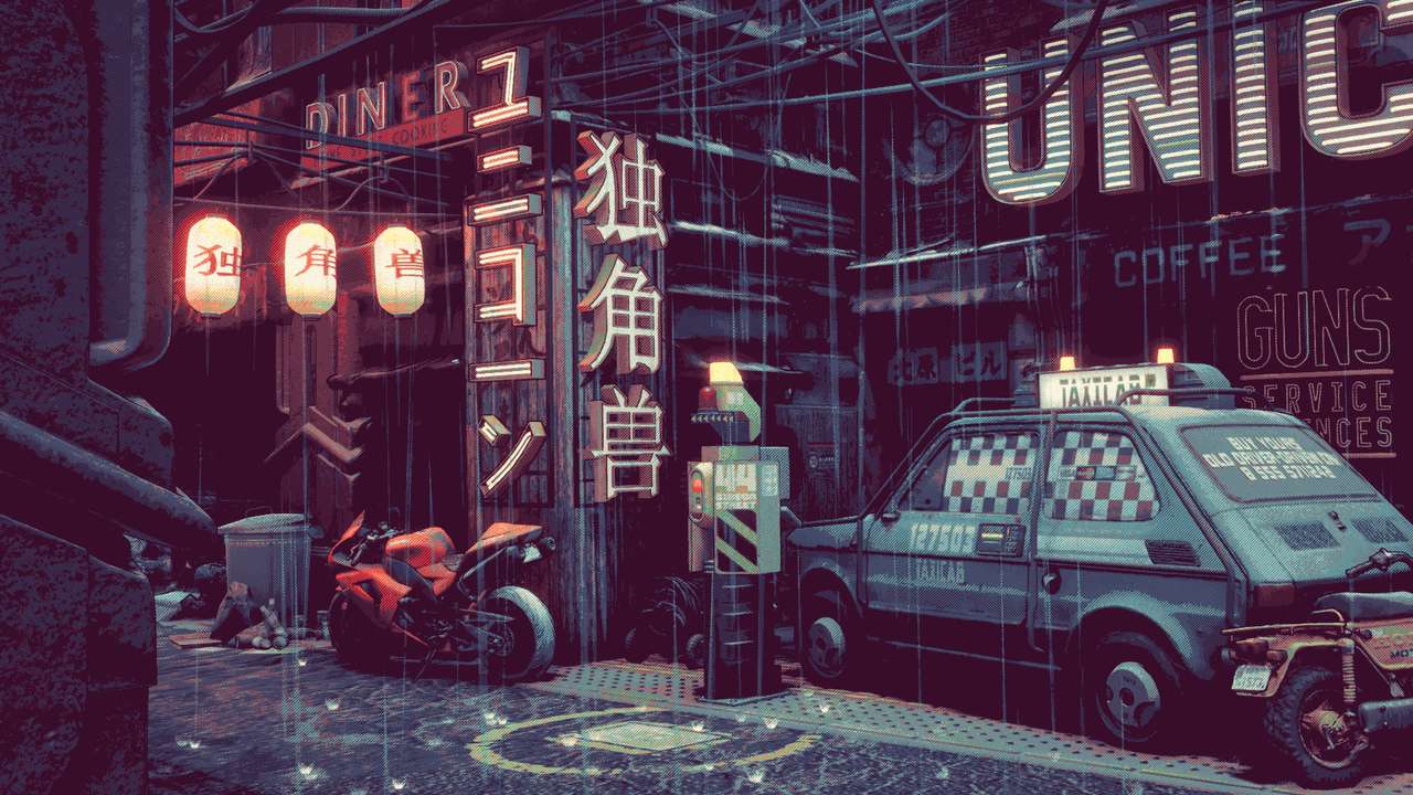 Cyberpunk puzzle online from photo