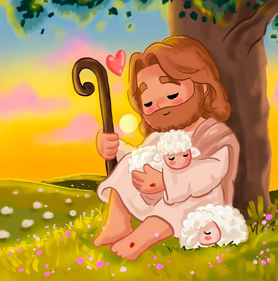 Jesus with lamb puzzle online from photo