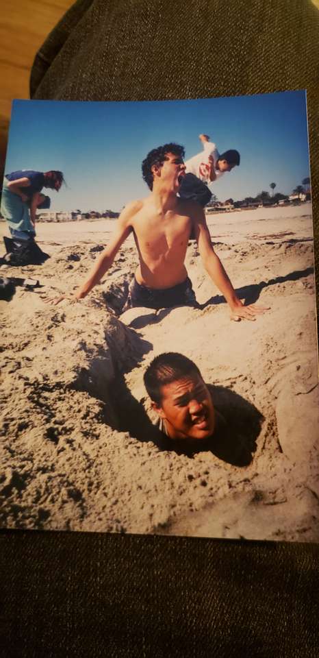 Vrienden in het zand puzzel online van foto