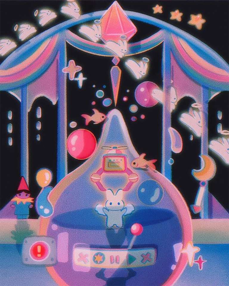 kawaii space bunny poster puzzel online van foto