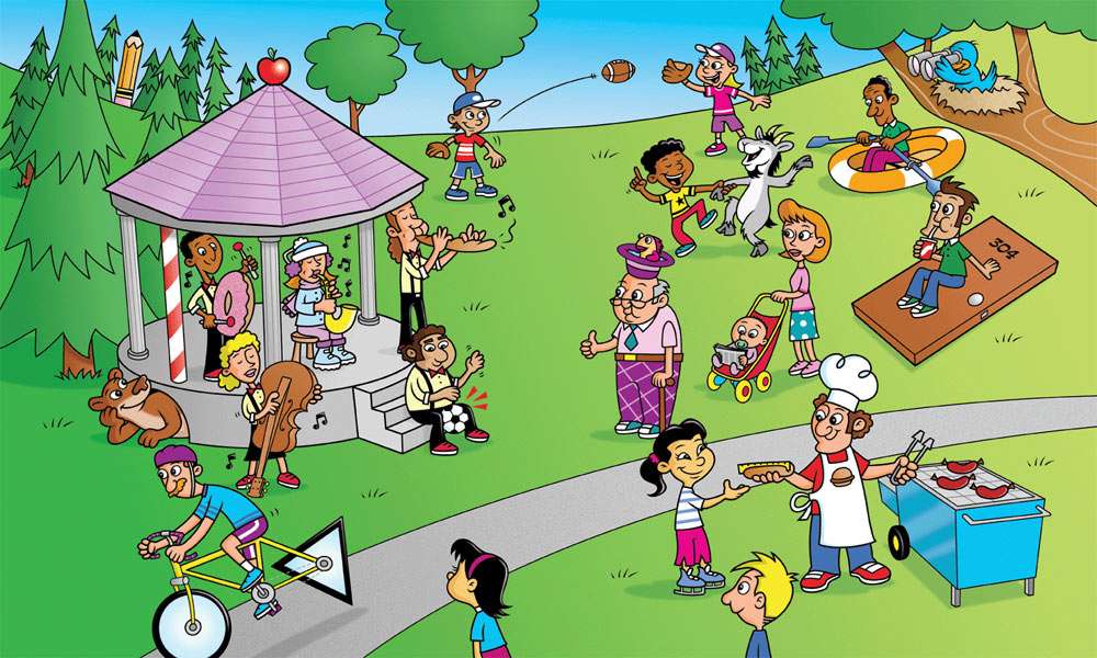 At The Park Cartoon - Find The Weird Things online puzzle