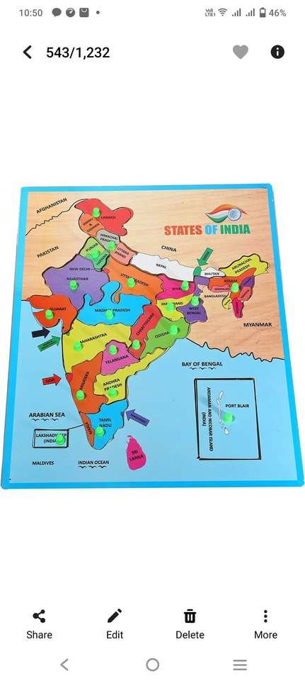 Mapa Indie puzzle online z fotografie