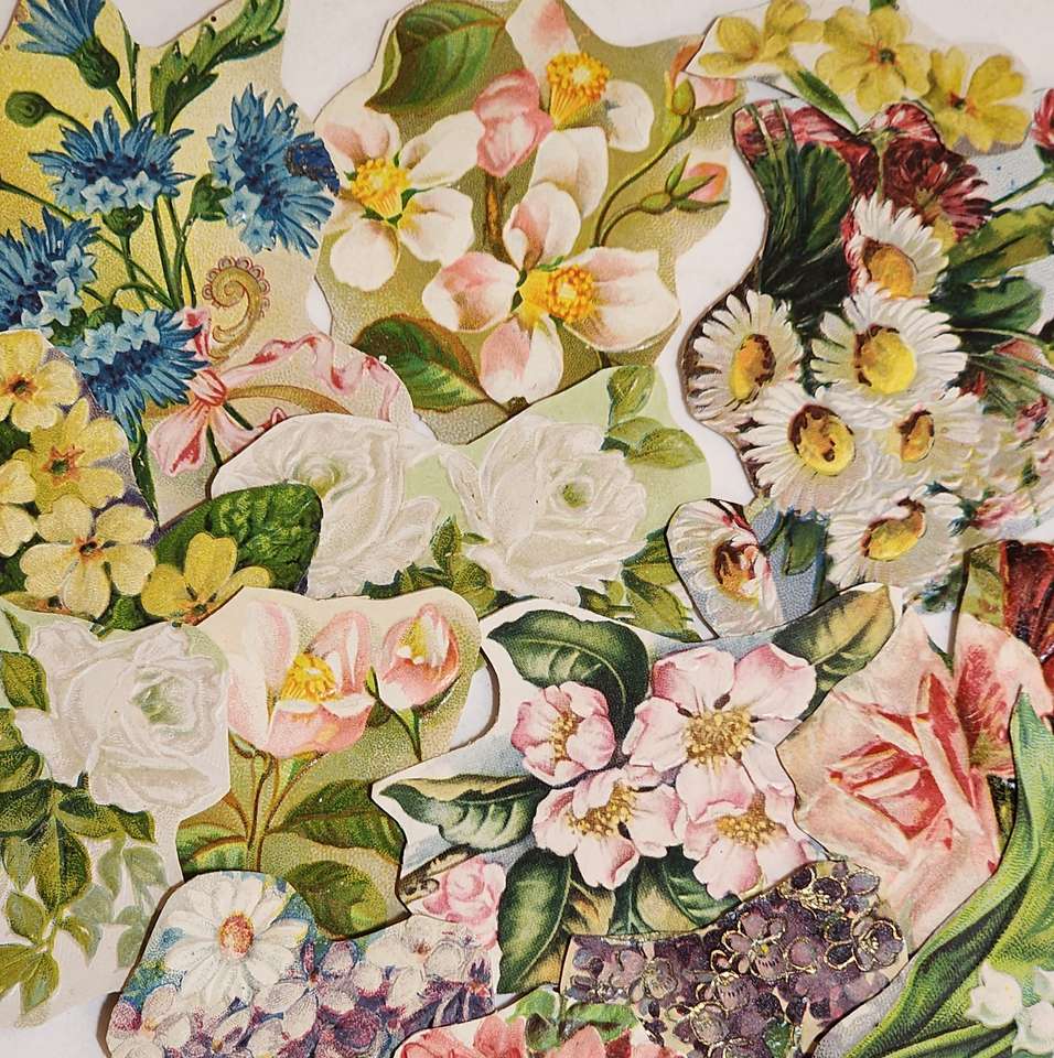 collage de flores victorianas rompecabezas en línea