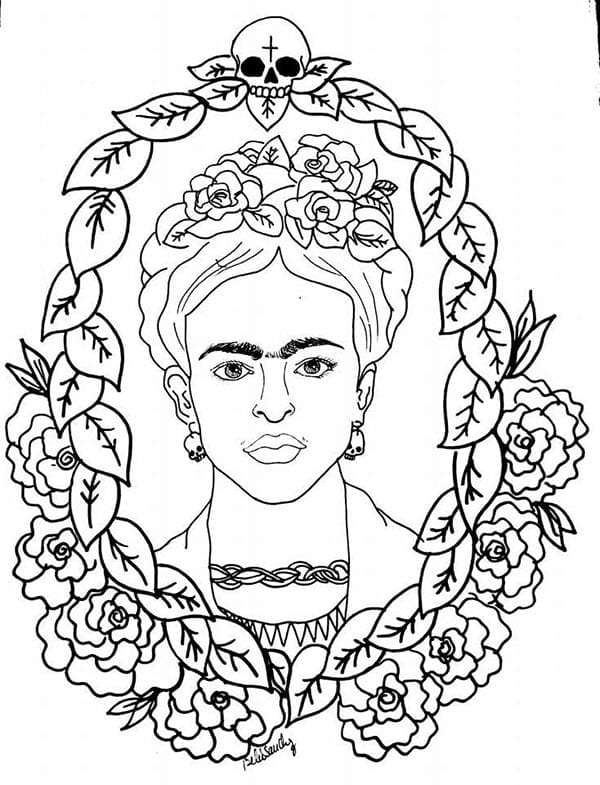 Frida Kahlo για εκτύπωση και χρώμα/ζωγραφική παζλ online από φωτογραφία