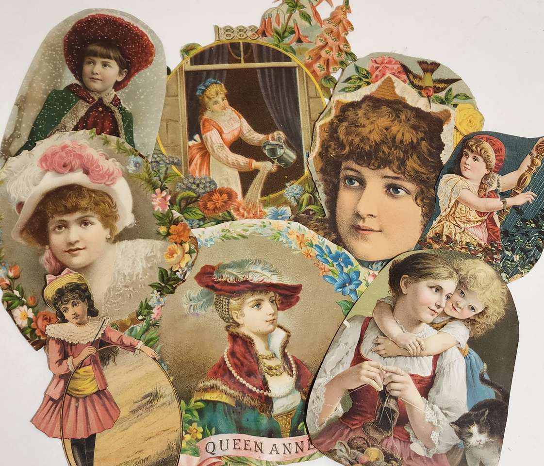 ビクトリア朝の女性と少女のコラージュ 写真からオンラインパズル