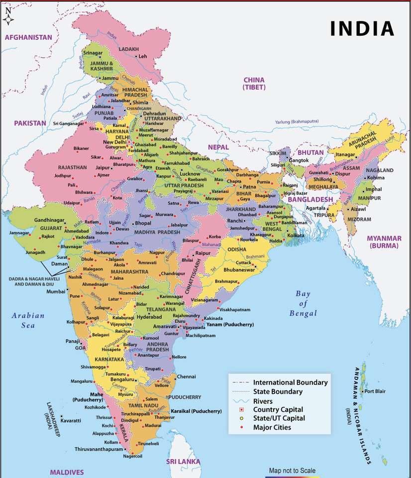 Mapa da Índia puzzle online