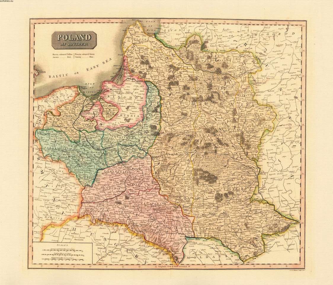 Historical map of Poland puzzle online from photo