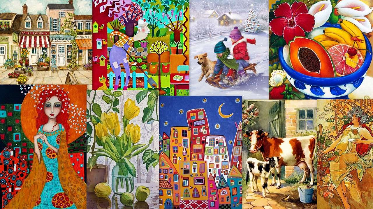 Collage of images puzzle online from photo