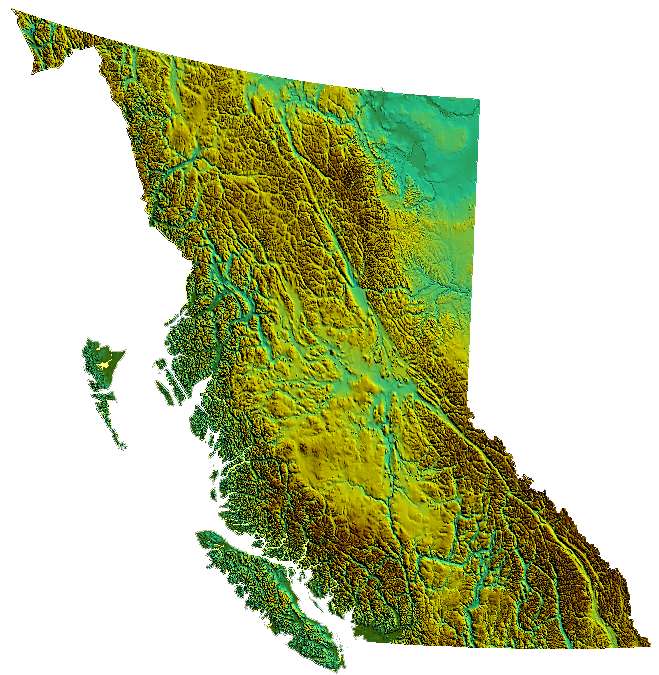 カナダのブリティッシュコロンビア州の地図 オンラインパズル