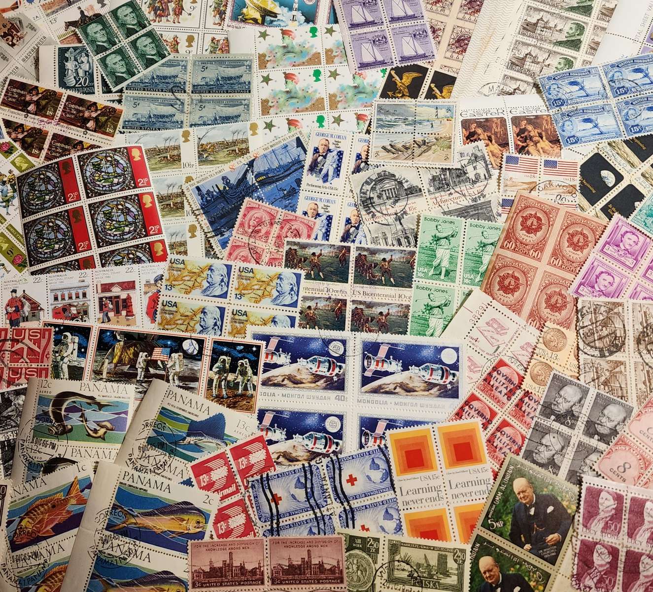 blocks of postage stamps puzzle online from photo